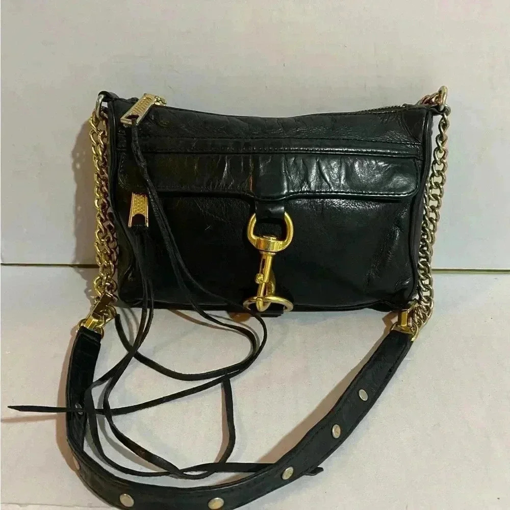 Rebecca Minkoff black leather satchel handbag
